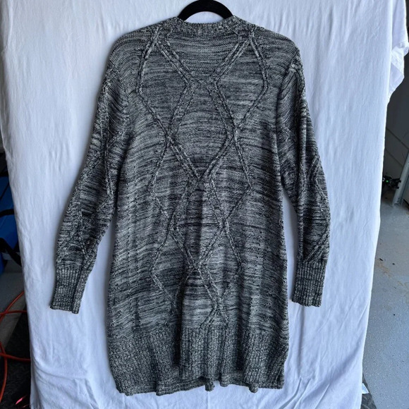 Gray Cable Knit Button-Up Cardigan Longline, Cozy & Stylish, Size 2X - Picture 7 of 8